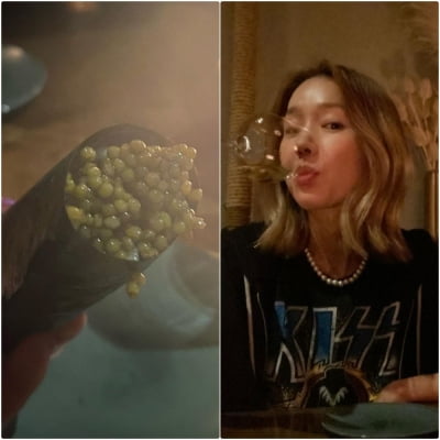'뉴욕댁' 이진, 캐비어에 와인 한 잔…부잣집 사모님 같은 일상 [TEN★]
