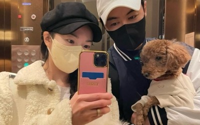 류이서, ♥전진 팔각모자 쓰고 카페 데이트…개엄마·개아빠의 하루 [TEN★]