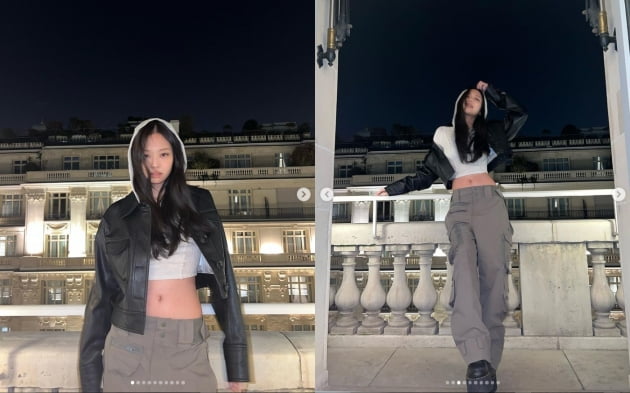 블랙핑크 제니, 파리 밤을 밝히는 섹시함...개미허리[TEN★]