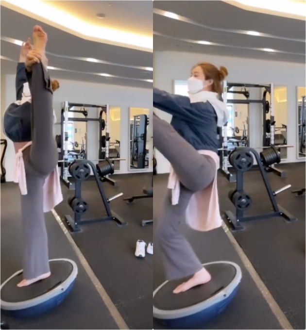 옥주현, 신체 능력이 거의 10대…밸런스보드 위에서 환상적인 다리찢기 [TEN★]