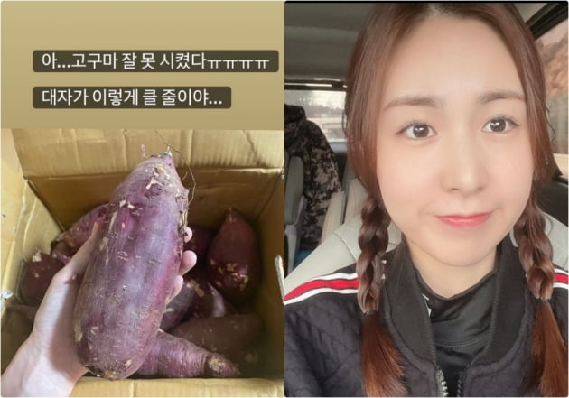 "잘못 시켰다" 간미연, 온라인 쇼핑 실패…팔뚝만 한 '왕' 고구마에 당황 [TEN★]