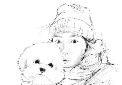 송혜교, 유라 친구의 손그림 선물에 감동…집사와 똑닮은 반려견 루비[TEN★]