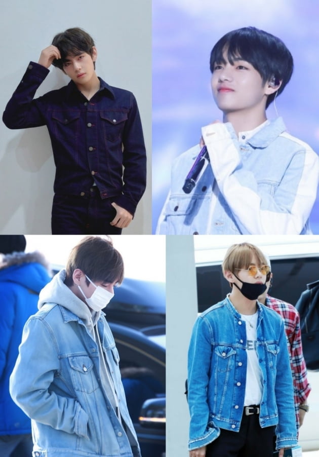 방탄소년단 뷔, '청재킷이 가장 잘 어울리는 남돌' 1위.."청청 패션도 뷔가 입으면 만찢남"
