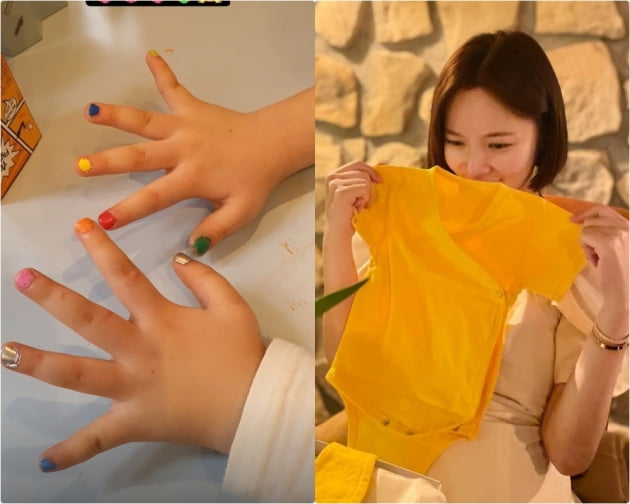 황정음, 子 고사리 손에 매니큐어 칠…딸도 갖고 싶나 [TEN★]