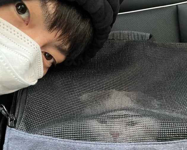 안재현, 반려묘 안주와 함께 찰칵…마스크+후드로 눈만 빼꼼[TEN★]