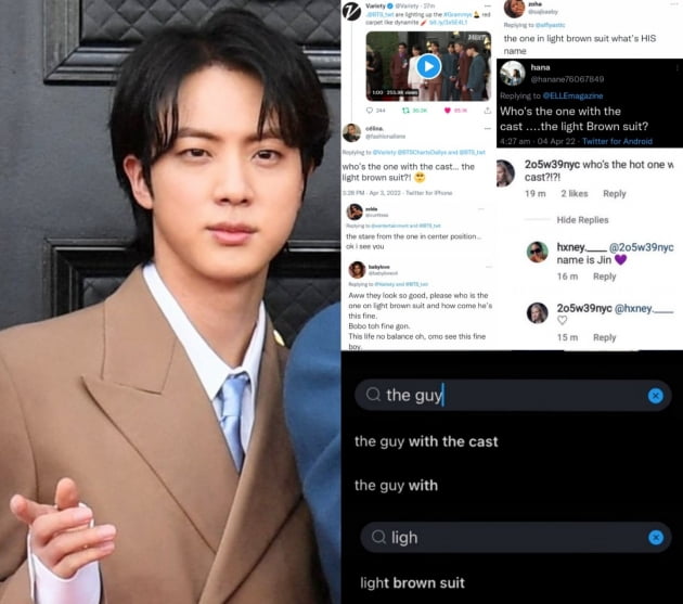 방탄소년단 진, 그래미 홀리며 붙은 별명 "라이트 브라운 수트가이"