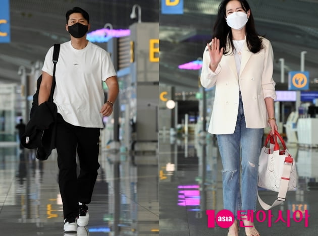 [TEN 포토] 현빈-손예진 부부 '편안한 복장으로 신혼여행 떠나요'