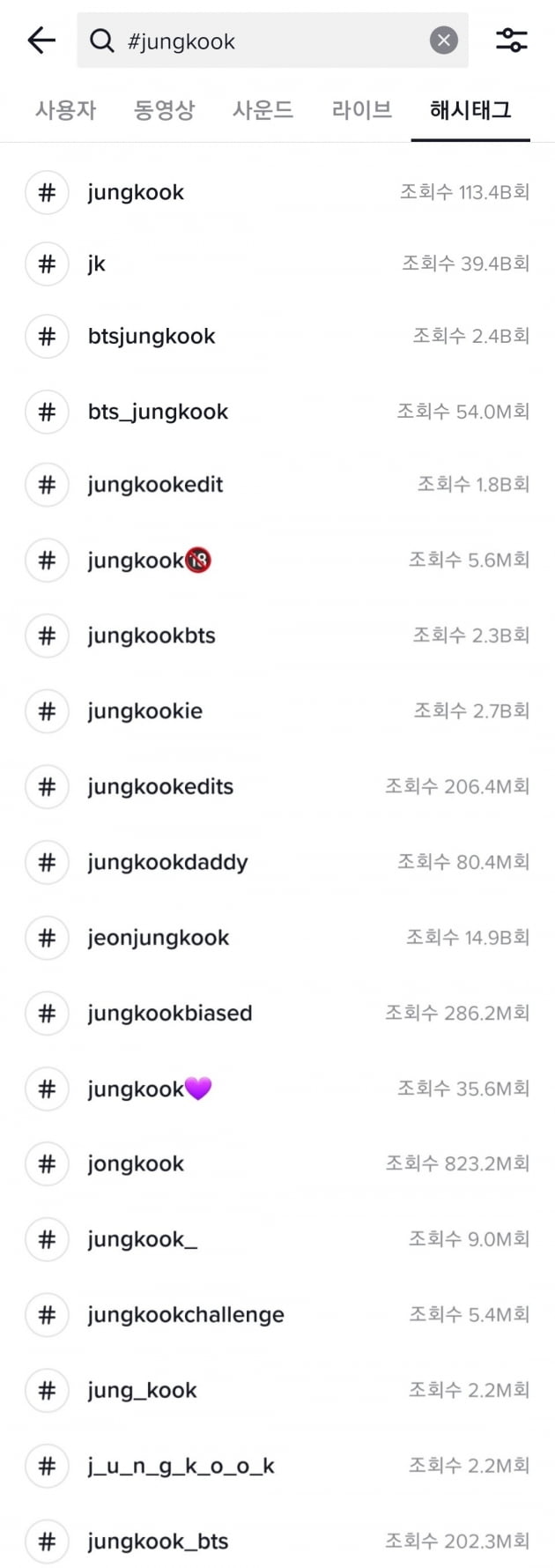 방탄소년단 정국 '#jungkook' 틱톡 조회수 1130억 韓전체 2위 '신기록'