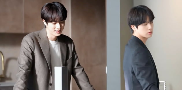 방탄소년단 진, 정수기 광고 촬영 메이킹..압도적 비주얼로 여심 저격
