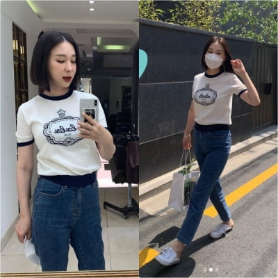 이지혜, 24년 차 연예인의 흰 티+청바지 핏…대학 신입생인 줄 [TEN★]