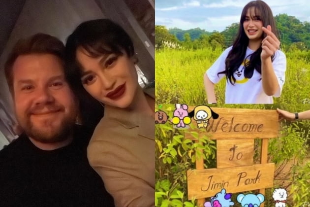 방탄소년단 지민 '파파모찌' 제임스 코든에 'Baby Mochi's wife' 외친 미녀 배우는?