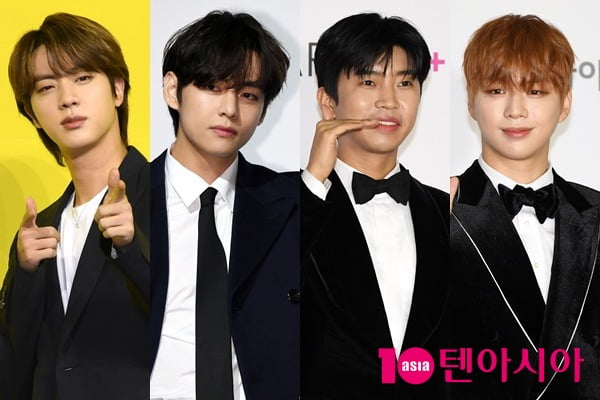 방탄소년단 진, 뷔, 임영웅, 강다니엘(왼쪽부터) /사진=텐아시아 DB