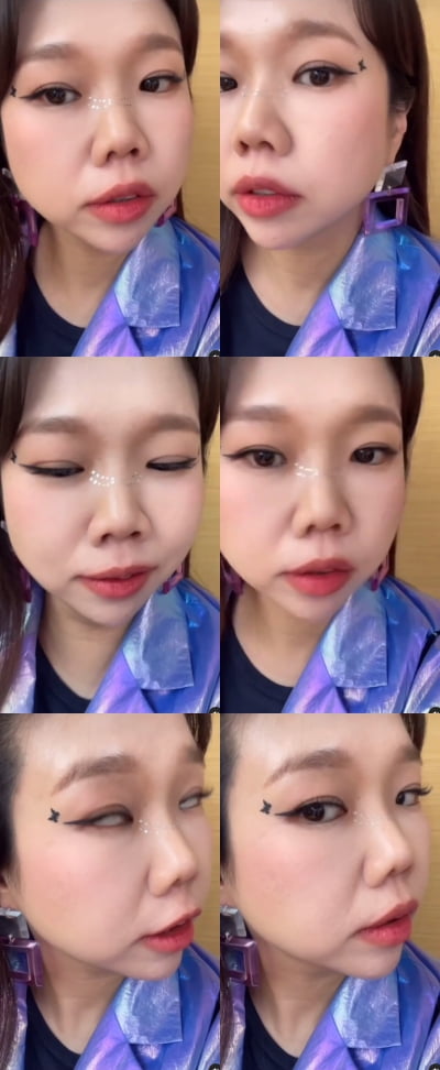 "자랑할게"…'임신' 홍현희, 눈과 눈 사이 연결한 반짝이 메이크업에 대만족 [TEN★]