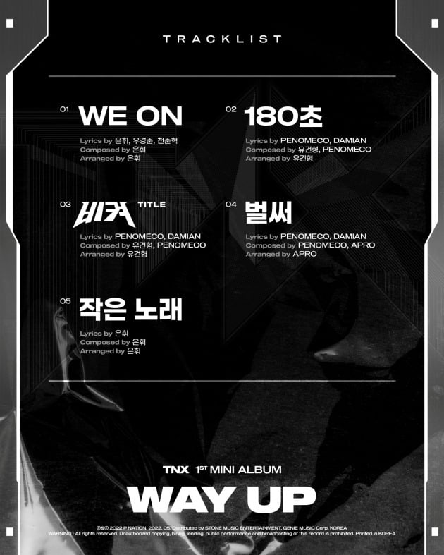 TNX 미니앨범 '웨이 업' / 사진=피네이션 제공