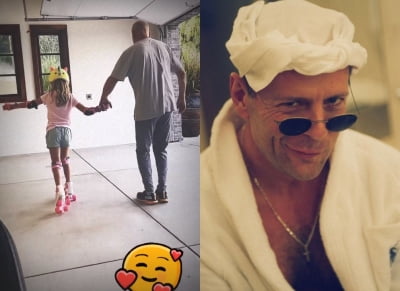 '실어증' 브루스 윌리스, 8세딸과 함께 따뜻한 아빠...가족과 즐기는 휴일[TEN★]