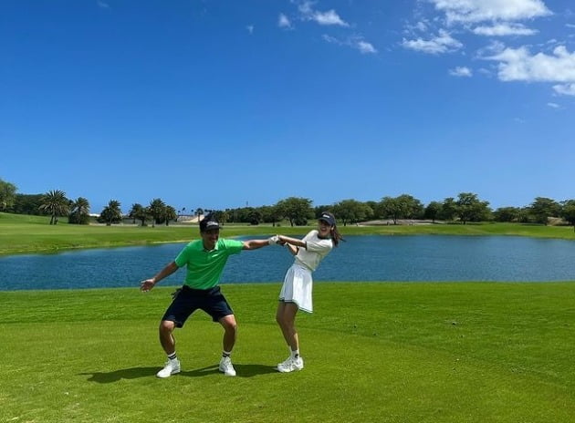 손담비, ♥이규혁과 하와이 골프장서 힐링 중…집에 돌아오고 싶지 않은 신혼[TEN★]