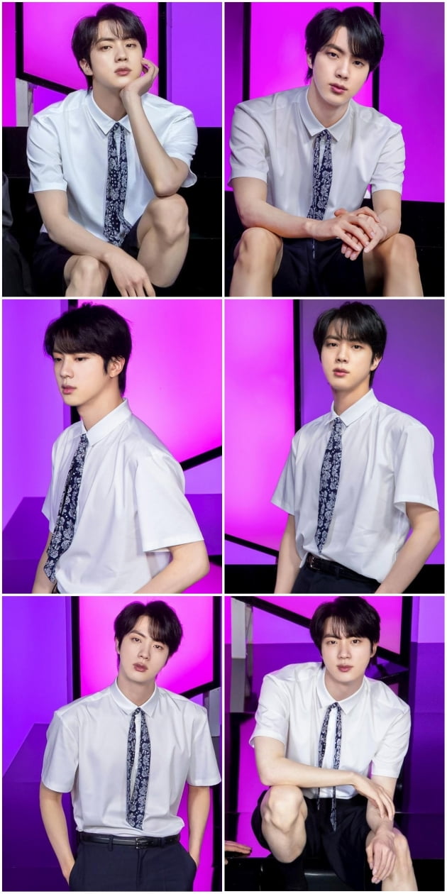 방탄소년단 진 '상큼한 스쿨룩 입고 '소년美' 폭발' 2022 방탄소년단 페스타 사진 공개