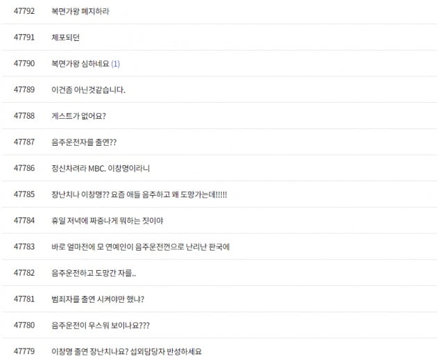 MBC '복면가왕' 시청자 게시판