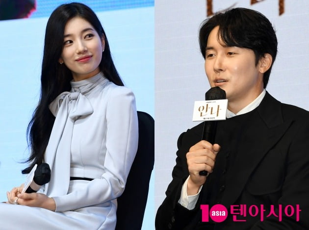 21일 서울 여의도동 콘래드서울호텔에서 쿠팡플레이 시리즈 '안나'의 제작발표회가 열렸다. 배우 수지와 김준한. / 사진=조준원 기자