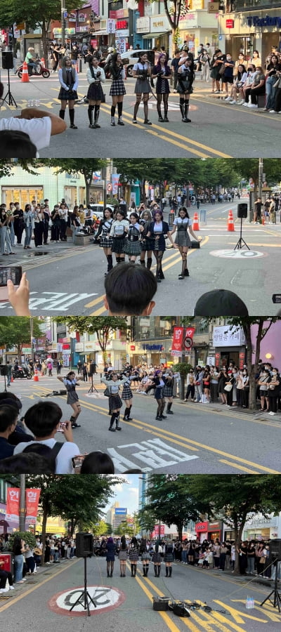 'MLD 新 걸그룹' 라필루스, 깜짝 버스킹 공연에 300명 운집