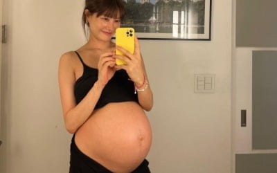 '둘째 출산 임박' 양미라, 만삭 D라인에 첫째 子의 뽀뽀 "부랴부랴 필요 물품 사고"[TEN★]