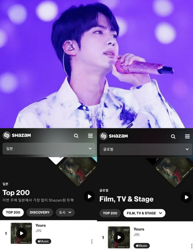방탄소년단 진, 막강 음원파워 'Yours' 스포티파이 7600만 돌파