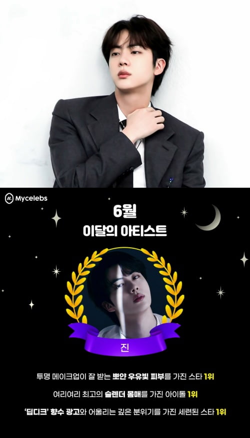 방탄소년단 진, 맥주 광고가 잘 어울리는 청량한 스타 1위