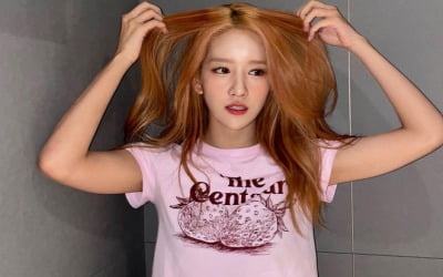 우주소녀 엑시, 머리 쥐어뜯는 중…복부 노출은 애교[TEN★]