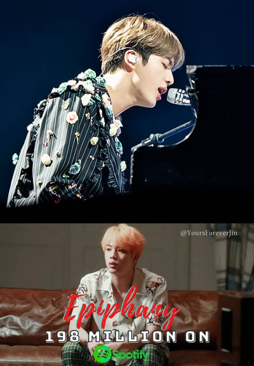 방탄소년단 진, '에피파니' 1억 9800만 은빛 울림. . 스포티파이
