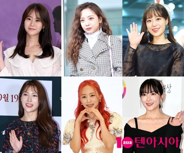 한승연(왼쪽상단부터 시계방향), 구하라, 허영지, 강지영, 니콜, 박규리
