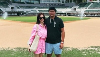 '추신수♥'하원미, 멀리서 보면 커플이네…첫째子와 한 컷[TEN★]