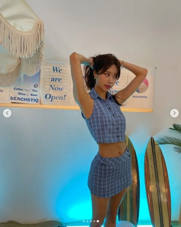 이미주, 얼마나 말랐으면 치마가 남을까...한줌 허리[TEN★]