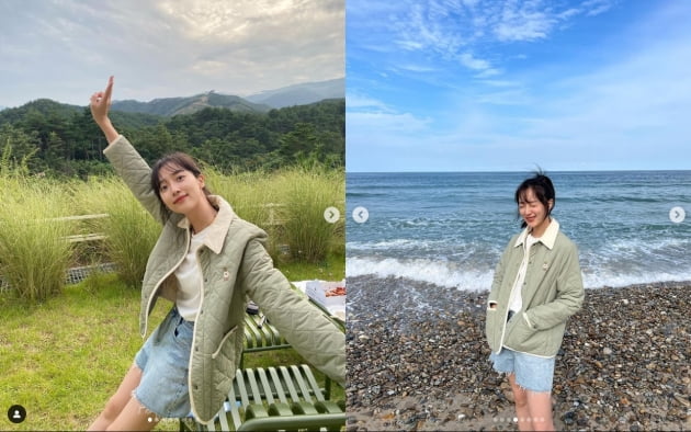 표예진, 점점 말라가는 각선미...산+바다로 힐링중[TEN★]