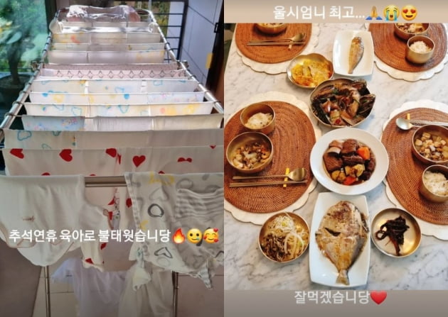 '의사♥' 이정현, 육아로 불태운 추석연휴...울시어머니 밥상이 최고[TEN★]