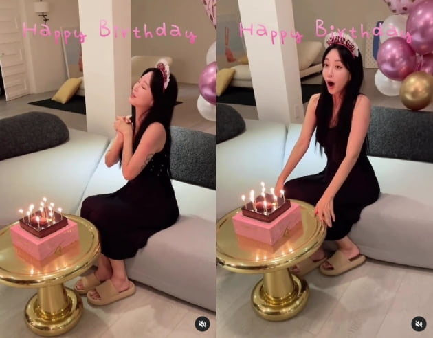 한예슬, '10살 연하 남친♥' 달달한 생일 파티...소원을 빌며~[TEN★]