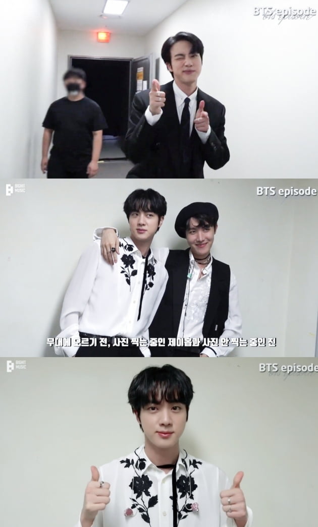 방탄소년단 진 '팬들향한 사랑의 총알 발사' 음악방송 스케치 영상 공개