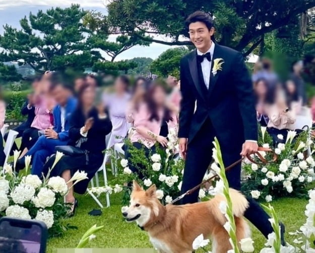 '결혼' 이기우, 반려견 테디와 신랑 입장…늠름하고 듬직하네[TEN★]