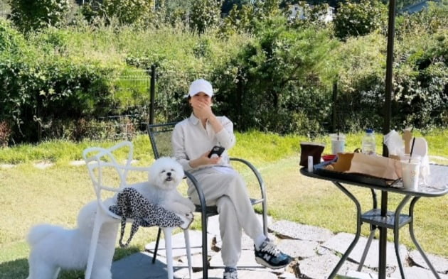 송혜교, 민낯에도 맑은 피부…반려견 루비와 여유로운 티타임[TEN★]