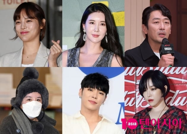 박시연(왼쪽상단부터 시계방향), 장미인애, 하정우, 가인, 휘성, 에이미 / 사진=텐아시아DB