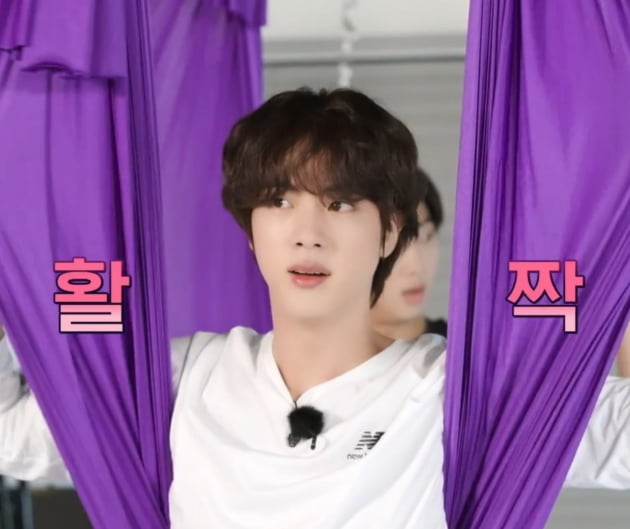 '해먹에 메달린' 방탄소년단 진, 요가 하다 "고문 당하는 기분"