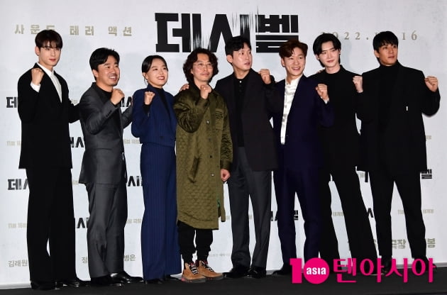 [TEN 포토] 영화 '데시벨' 주역들 힘찬 파이팅!