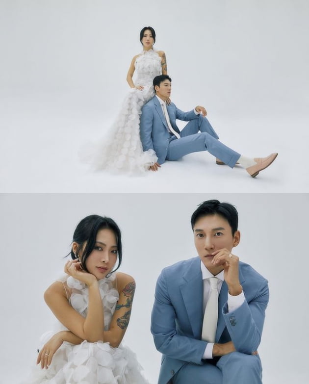 허니제이, 1살 연하 ♥정담과 결혼…왼 팔 타투 드러낸 웨딩 화보 힙하네