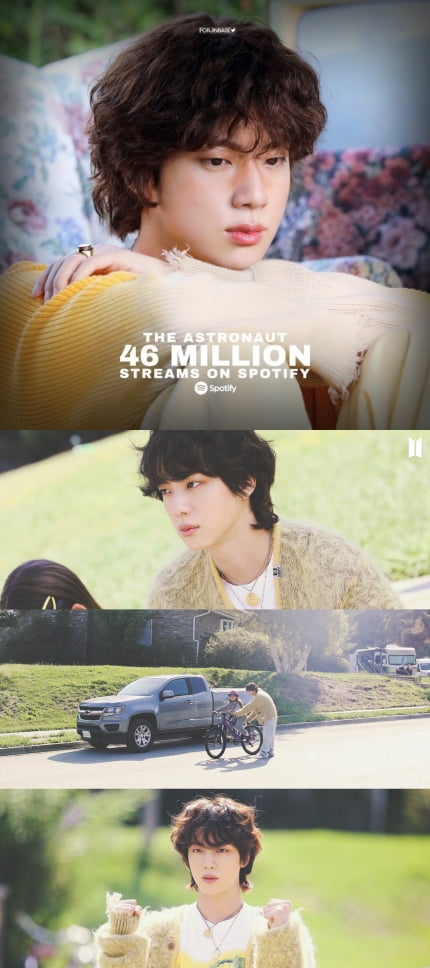 방탄소년단 진, 첫 솔로 싱글 'The Astronaut' 스포티파이 4천만 스트리밍 달성