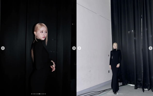 르세라핌 허윤진, 우아한 블랙...민낯에도 돋보이는 미모