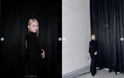 르세라핌 허윤진, 우아한 블랙...민낯에도 돋보이는 미모