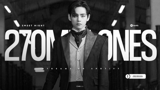 방탄소년단 뷔 자작곡 ‘Sweet Night’ 스포티파이 2억 7천만 스트리밍 돌파