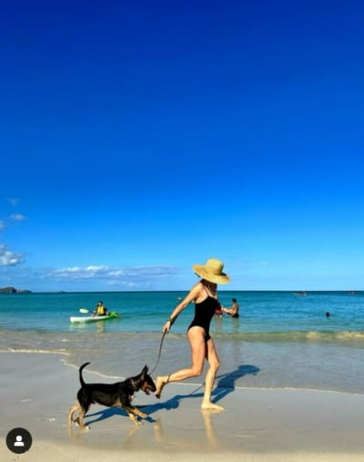 '사업가♥' 이혜영, 그 동안 얼마나 애썼길래…반려견과 하와이 해변 질주