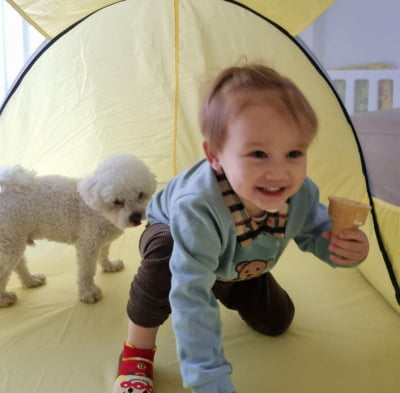 '사유리子' 젠, 벌써 팔다리가 길쭉길쭉…해맑은 장난꾸러기