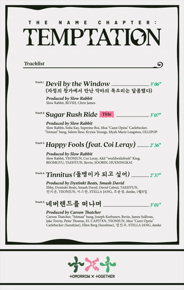 투모로우바이투게더, 컴백 타이틀곡은 'Sugar Rush Ride'…달콤한 유혹의 노래