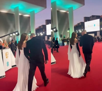 케이트 미들턴, 英아카데미 레드카펫서 ♥윌리엄 왕자 엉덩이 터치 '포착'[TEN할리우드]